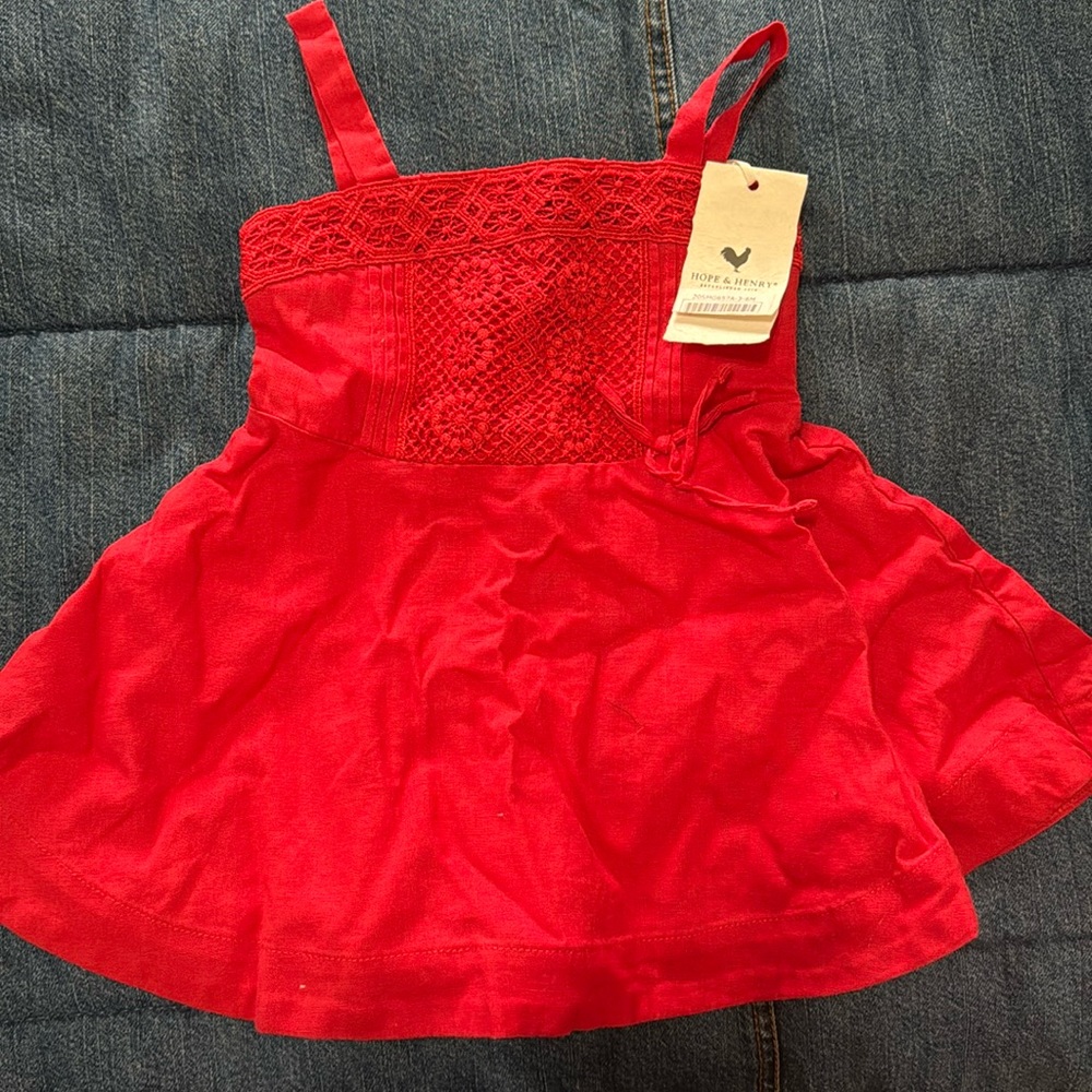 Hope & Henry baby dress Color: red size 3-6 months